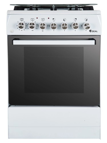 Плита для кухни IDEAL L 250 Белая 60 см Таймер 4 газ конфорки Духовка 65л электро
