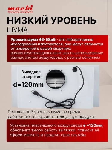 Вытяжка встраиваемая 60 см Macbi S-BOX-60 WHITE 850 м3/ч Белая