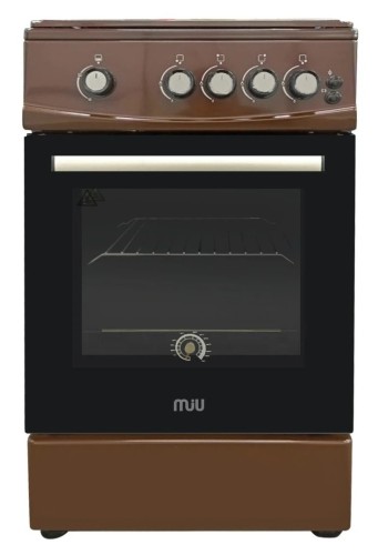 Газовая плита MIU UNO 52S Коричневая 50 см 4 конфорки ГК Крышка металл