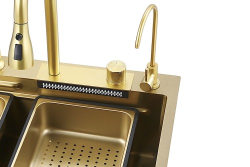Мойка для кухни ARONA ARS 750x460 SET 3 GOLD Золото нержавеющая сталь c pvd-покрытием