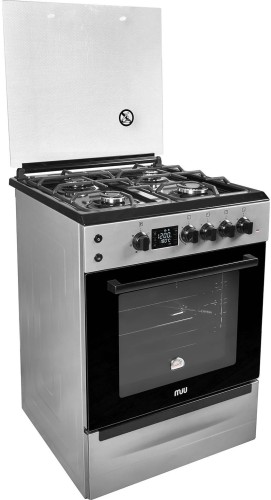 Плита для кухни комбинированная 60 см MIU 6041 ЕRPDCHK Серая ГК 4 конфорки Духовка электро 65л Крышка стекло