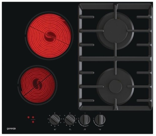 Встраиваемая комбинированная варочная панель Gorenje GCE691BSC Стеклокерамика 2 Газ Конфорки 2 Электро