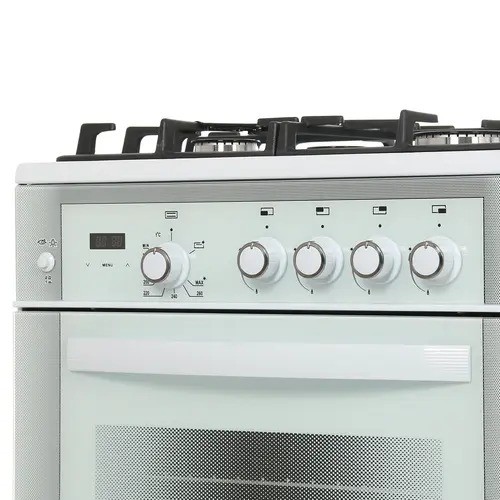 Плита для кухни 60см GEFEST 6500-03 0042 Белая Духовка Газ 52л Поверхность Стекло 4 конфорки