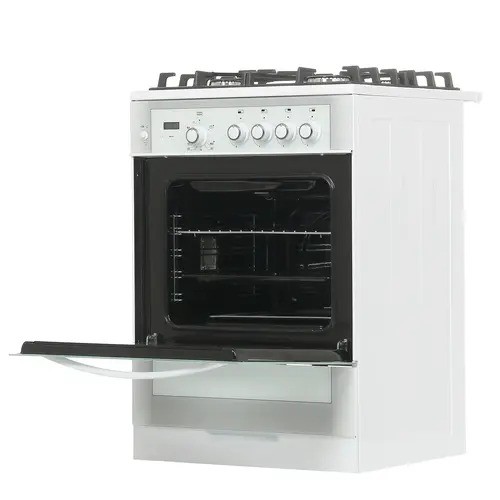 Плита для кухни 60см GEFEST 6500-03 0042 Белая Духовка Газ 52л Поверхность Стекло 4 конфорки