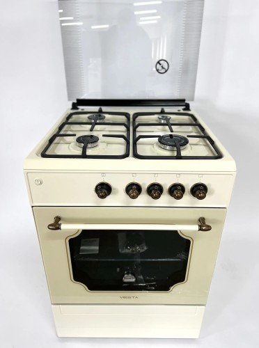 Плита для кухни 50 см VESTA-VALENCIA VGE 50 10-E Retro Бежевая 4 газ-конфорки Электро Духовки
