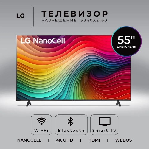 Телевизор LG 55NANO80T6A.ARUG Индонезия 4K UHD NanoCell 60 Hrz WebOS HDMIх3 USBх2
